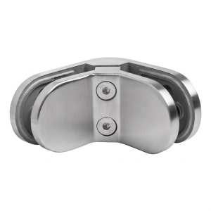 Support pour verre 6-12,76 mm 90° ovale 82x45x30 mm pin AISI 304 satiné