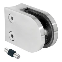Support verre 6-12,76 mm 63x45x30 mm avec pin AISI 304 système 48,3 mm satiné