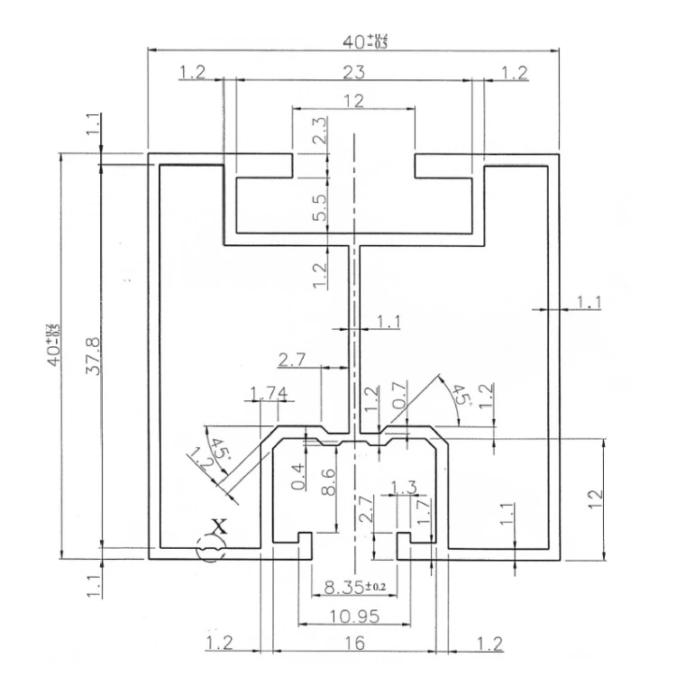 Profilé aluminium 195cm 40x40 pour boulons marteau PV-01-15 (3)
