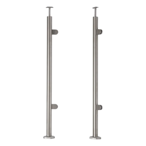 Poteau terminal droit/gauche ø 42,4x1060mm AISI304 2 fixations pour verre au sol