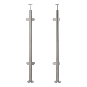 Poteau de balustrade d'angle pour verre ø42,4x1060/1102,4mm 4 supports poli