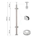 Poteau de balustrade d'angle pour verre ø 42,4x1060/1102,4mm 4 fixations poli 000-559 (2)