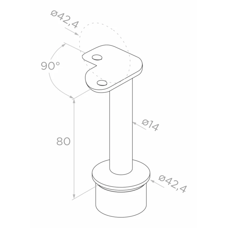 Poteau de balustrade d'angle pour verre ø 42,4x1060/1102,4mm 4 fixations poli 000-559 (3)