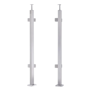 Poteau de balustrade d'angle 40x40x1060/1100mm 4 fixations pour verre AISI 304