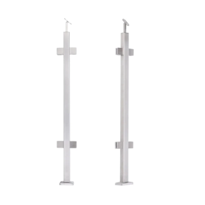Poteau de balustrade intermédiaire 40x40x1060/1100mm 4 pinces pour verre AISI 304