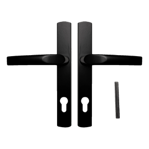 PSG – poignée de porte en aluminium noire avec plaque 234×32 mm, entraxe 72 mm