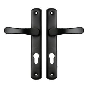 Béquille de porte Yale avec plaque biscuit noire – entraxe 72 mm