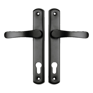 Poignée de porte YALE avec plaque biscotin noire – entraxe 90 mm