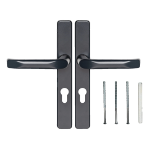 Poignée de porte anthracite avec plaque 72 mm – rosace rectangulaire H247 L32