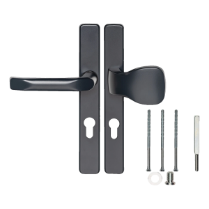 Béquille de porte à bouton et plaque rectangulaire 72 mm – anthracite, aluminium