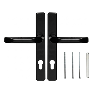 Poignée de porte noire avec plaque rectangulaire 90 mm – aluminium/zamak H247