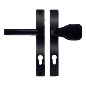 Poignée-béquille de porte noire avec plaque PZ 90 mm – H240 × L30 mm