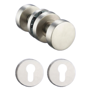 PSG ensemble poignées de porte mobiles en acier inoxydable avec plaques rondes PZ