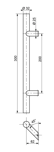 PSG poignée de porte unilatérale ronde ø 32 mm satiné – 300 mm, AISI 304 000-767 (2)