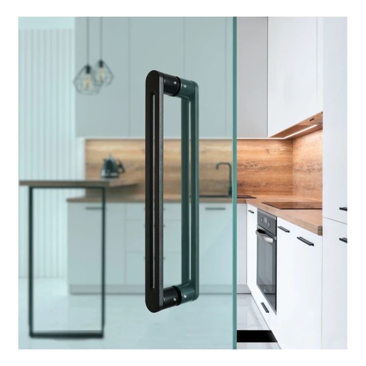 Poignée de porte double face rectangulaire PSG 90° acier noir 40×450 mm 000-768 (6)