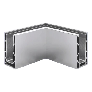 Kozza KE100 – profilé en U d'angle extérieur 90° pour garde-corps tout verre, aluminium, anodisation mate