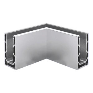 Kozza KE100 – profil U d'angle intérieur 90° pour balustrades entièrement vitrées, fixation par le haut