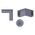 Kozza KE100 – profil U d'angle intérieur 90° pour balustrades entièrement vitrées, fixation par le haut 000-854 (2)
