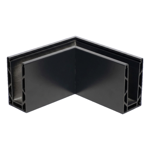 Kozza KE 100 – profilé U d'angle extérieur 90° pour garde-corps tout-verre, gris foncé RAL 7021 000-858 (1)