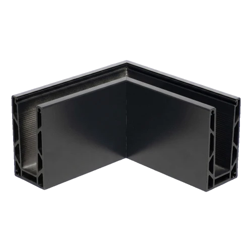 Kozza KE 100 – profilé U d'angle extérieur 90° pour garde-corps tout-verre, gris foncé RAL 7021 000-858 (1)