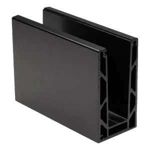 Kozza KE 100 – profil en U pour balustrades tout verre 5000 mm noir, fixation par le haut