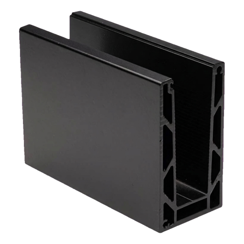 Kozza KE 100 – profil en U pour balustrades tout verre 5000 mm noir, fixation par le haut 000-861 (1)