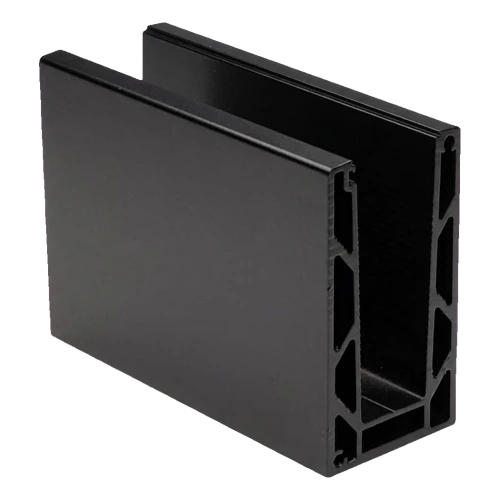 Kozza KE 100 – profil en U pour balustrades tout verre 5000 mm noir, fixation par le haut 000-861 (1)