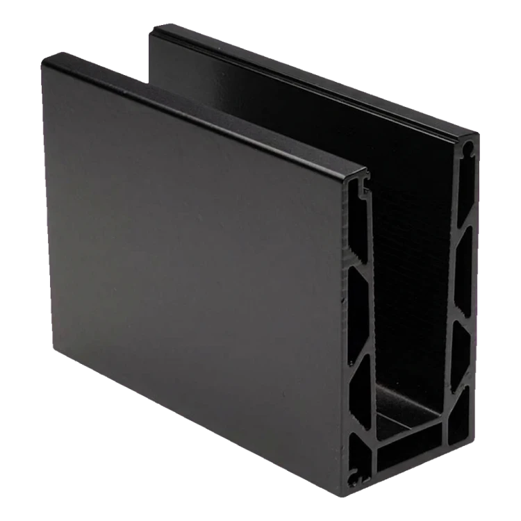 Kozza KE 100 – profil en U pour balustrades tout verre 5000 mm noir, fixation par le haut 000-861 (1)