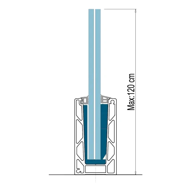 Kozza KE 100 – profil en U pour balustrades tout verre 5000 mm noir, fixation par le haut 000-861 (2)