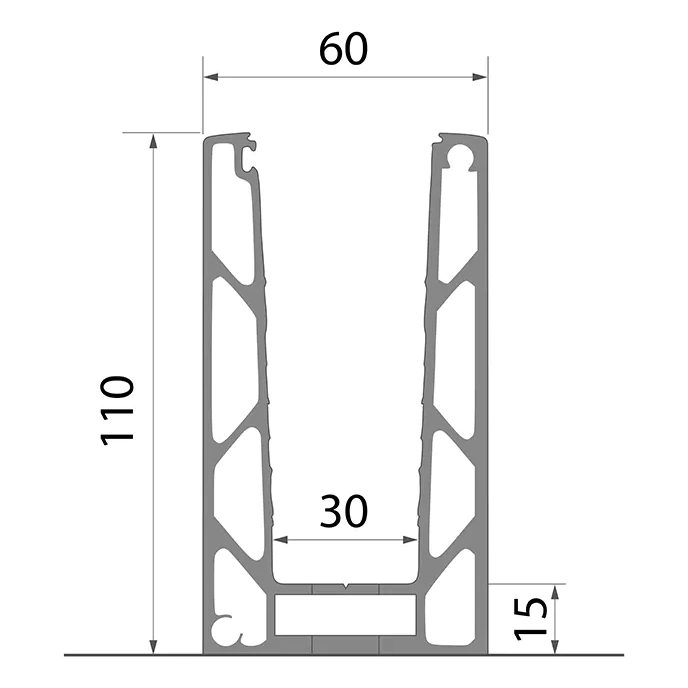 Kozza KE 100 – profil en U pour balustrades tout verre 5000 mm noir, fixation par le haut 000-861 (5)