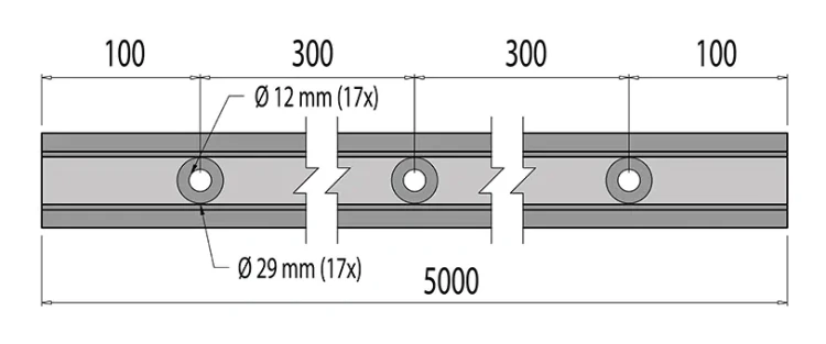 Kozza KE 100 – profil en U pour balustrades tout verre 5000 mm noir, fixation par le haut 000-861 (6)