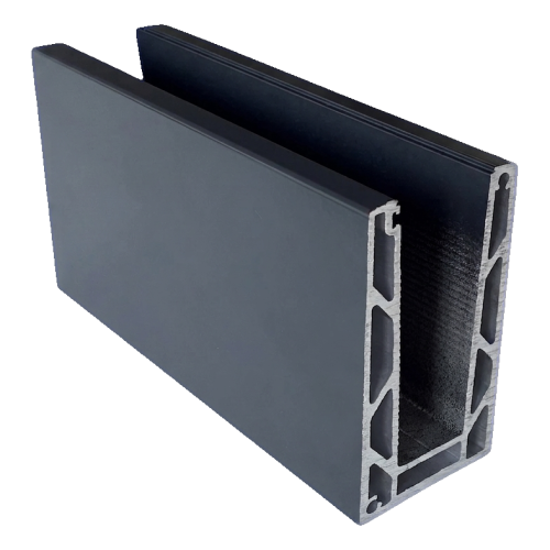 Kozza KE 100 – profilé U pour garde-corps tout verre 5000 mm gris foncé 000-862 (1)