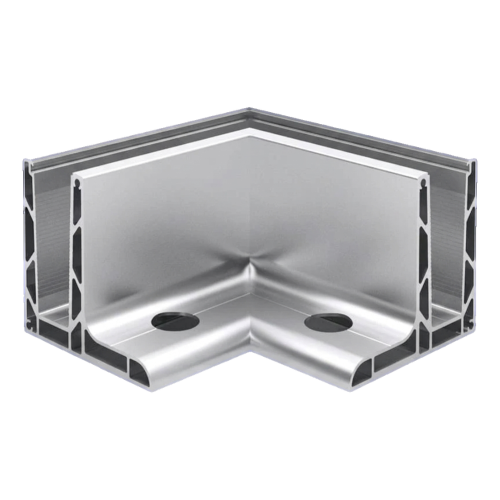 Kozza KE 105 – profilé L d'angle 90° pour garde-corps tout verre, extérieur, fixation longitudinale par le haut 000-866 (1)
