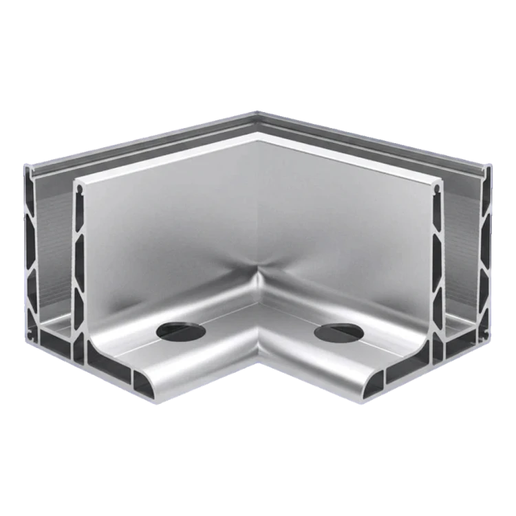 Kozza KE 105 – profilé L d'angle 90° pour garde-corps tout verre, extérieur, fixation longitudinale par le haut 000-866 (1)
