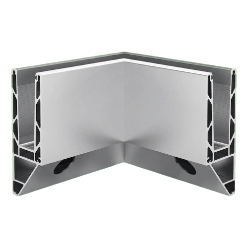 Kozza KE 120 – profil U d'angle 90° intérieur pour garde-corps tout verre, fixation latérale 000-873 (1)