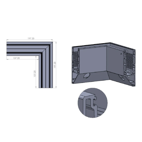 Kozza KE 120 – profil U d'angle 90° intérieur pour garde-corps tout verre, fixation latérale 000-873 (2)