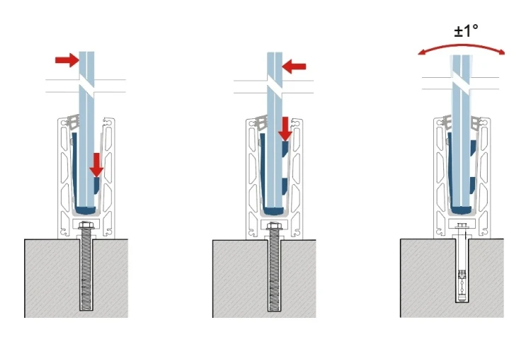 Kozza KF 1000 – profilé aluminium en U pour garde-corps tout verre 5000 mm avec évacuation d'eau 000-878 (8)