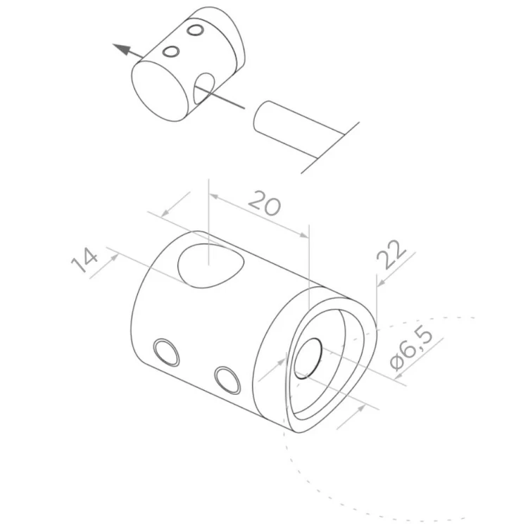 PSG support traversant de balustrade pour barre ø 14 mm – tube 42,4 mm AISI 304 satiné 000-905 (2)