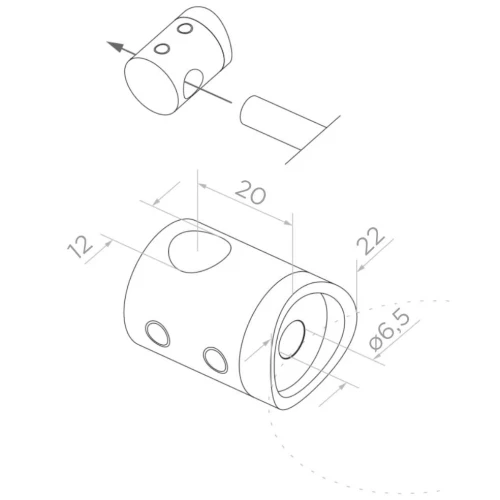 PSG support traversant pour tige fi 12 mm – fixation sur tube 42,4 mm, AISI 304 poli 000-901 (2)