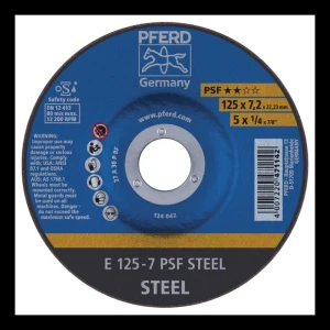 PFERD E 125-7 PSF STEEL – disque à meuler pour acier 125 × 7,2 mm (emballage de 10 pièces)