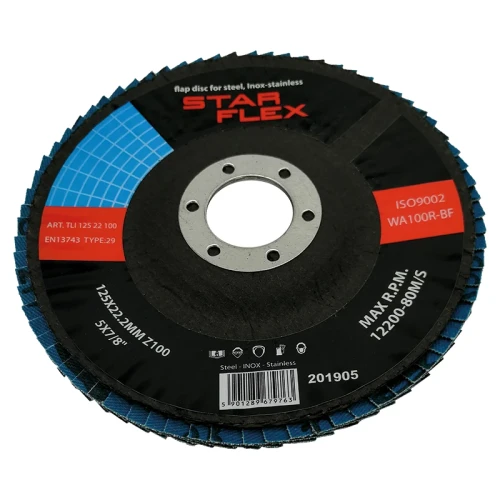 Starflex – disque à lamelles bombé T29 125 mm zirconium P100 INOX 000-974 (1)