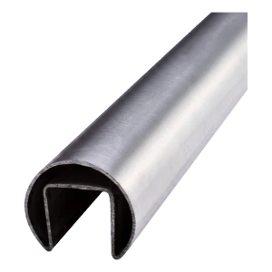 Main courante à clipser sur verre Ø 42,4 mm AISI 304 satiné – balustrade tout verre, L=2500 mm