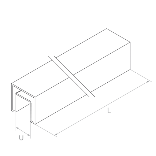 PSG Main courante à clipser sur verre 40x40 mm AISI 304 satin – 2500 mm 001-082 (2)
