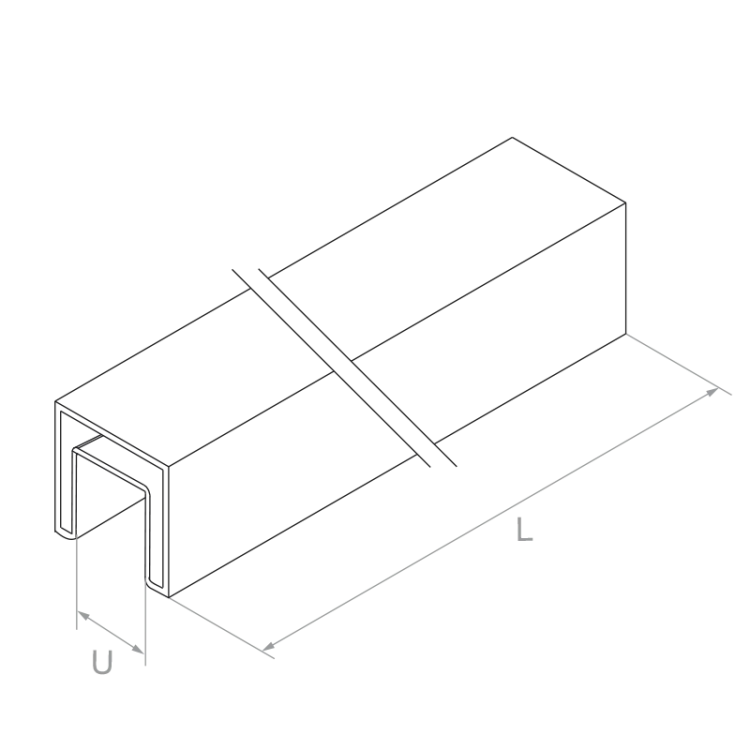 PSG Main courante à clipser sur verre 40x40 mm AISI 304 satin – 2500 mm 001-082 (2)