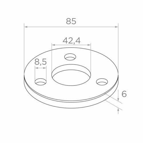 Base de poteau de balustrade à souder ø 85 mm – acier inoxydable AISI 304 satiné, système 42,4 001-188 (2)