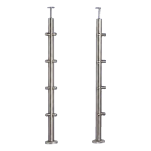 PSG poteau de balustrade d'angle en acier inoxydable AISI 304 ø 42,4 mm H960 – montage au sol